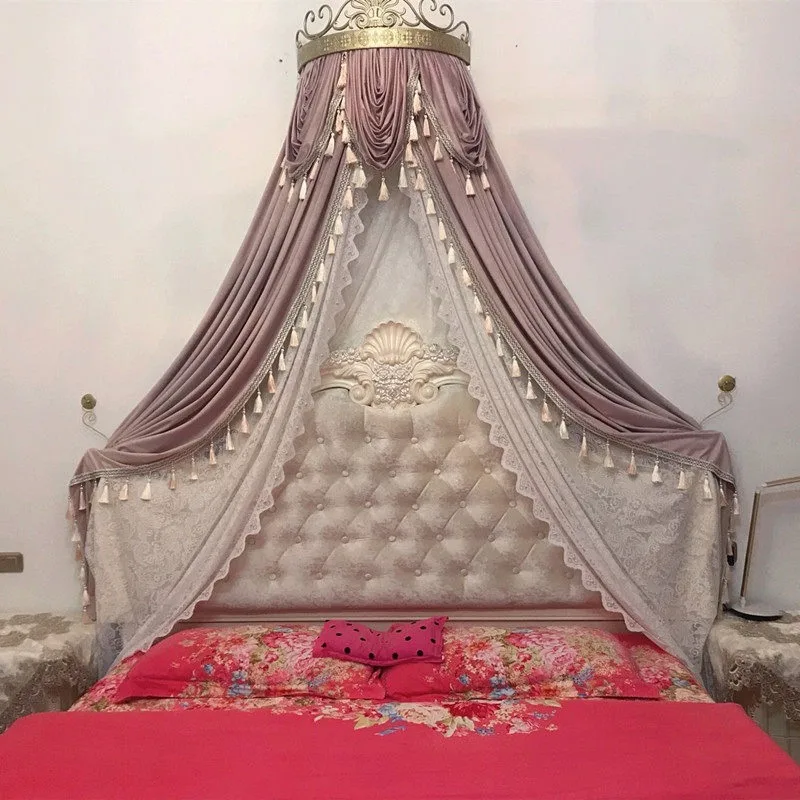 French light luxury princess bed curtains, bedside curtains, court Nordic blackout velvet