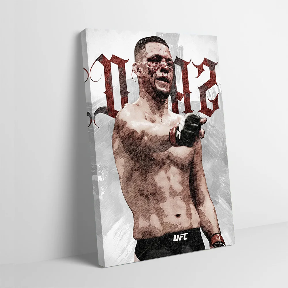 Nate Diaz Boxer Portrait Poster Customizable Printed Canvas Painting Wall Art Gift for Gamer Decoration Room Decorations Mural