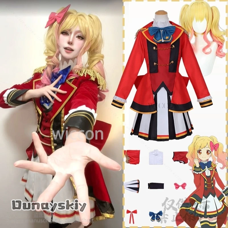 

Anime Aikatsu Stars Cosplay Nijino Yume Costume Red JK Japanese Sailor Uniform Coat Fashion Idol Dress Lolita Wigs платье