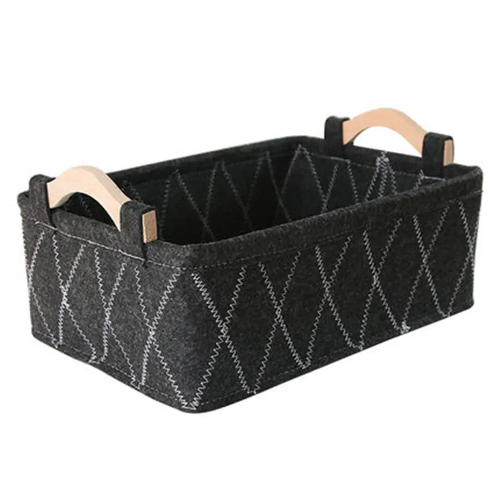 

1Pcs Felt Storage Basket Comfortable Material Fine Stitching Home Office Organizer Retro Design Large Storage Capacity
