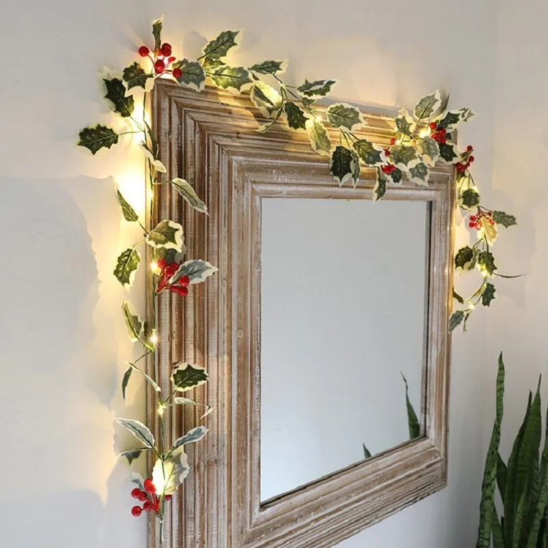 3m Flower Green Leaf String Lights Artificial Vine Fairy Lights Christmas Tree Garland With Lights For Weeding Home Stairs Decor