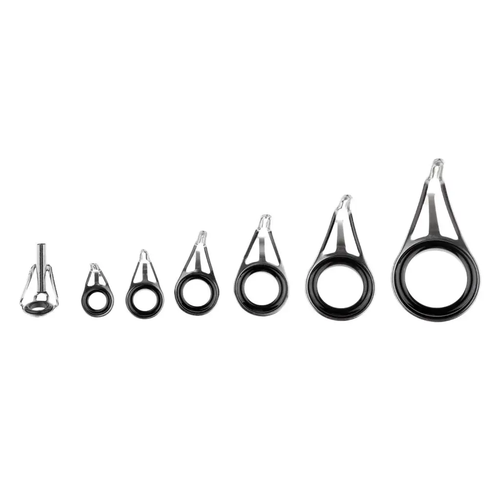 Fishing Rod Line Ring Tip Tops Mixed Size 7pcs Rod Building Repair Kit Durable Guides for Saltwater