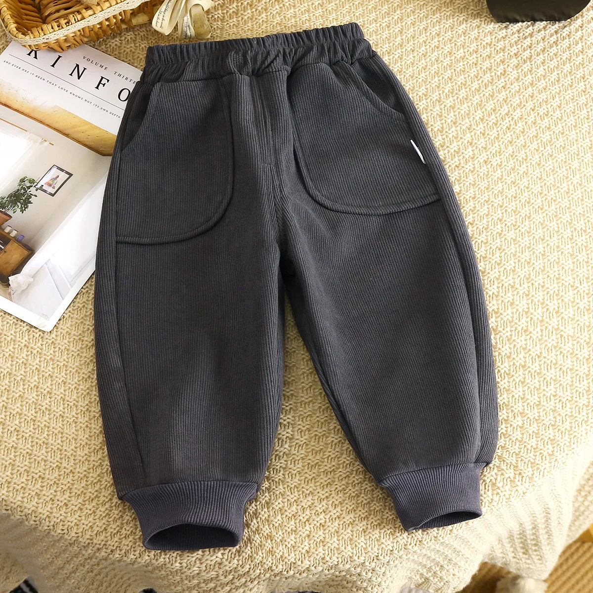Neue Herbst-Winter-Sport-Hosen für Mädchen und Jungen, Verdickte Fleece-Wärmehosen für Babys, Weiche Freizeithosen für Kinder zum Schulanfang – Detail 13