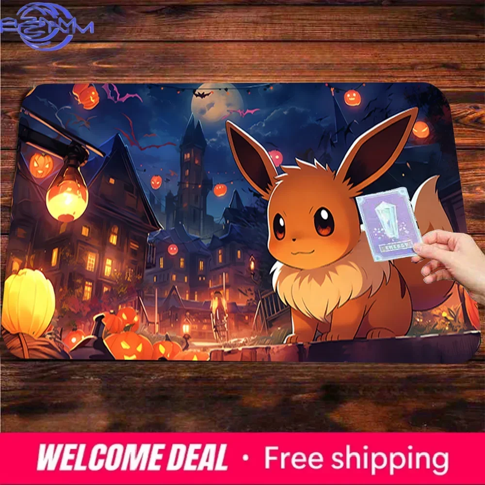 Cute Brown Cartoon Creature Halloween Town Night Scene Mouse Pad Rubber Non Slip Desk Mat for Gaming Computer Table Decor