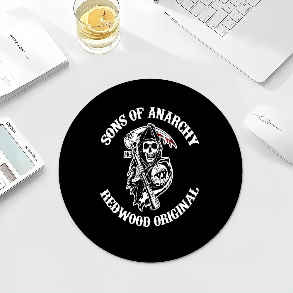 S-Sons of A-Anarchy Mousepad INS Tide Round Office Student Gaming Thickened Writing Pad Non-slip Cushion Mouse Pad for Teen