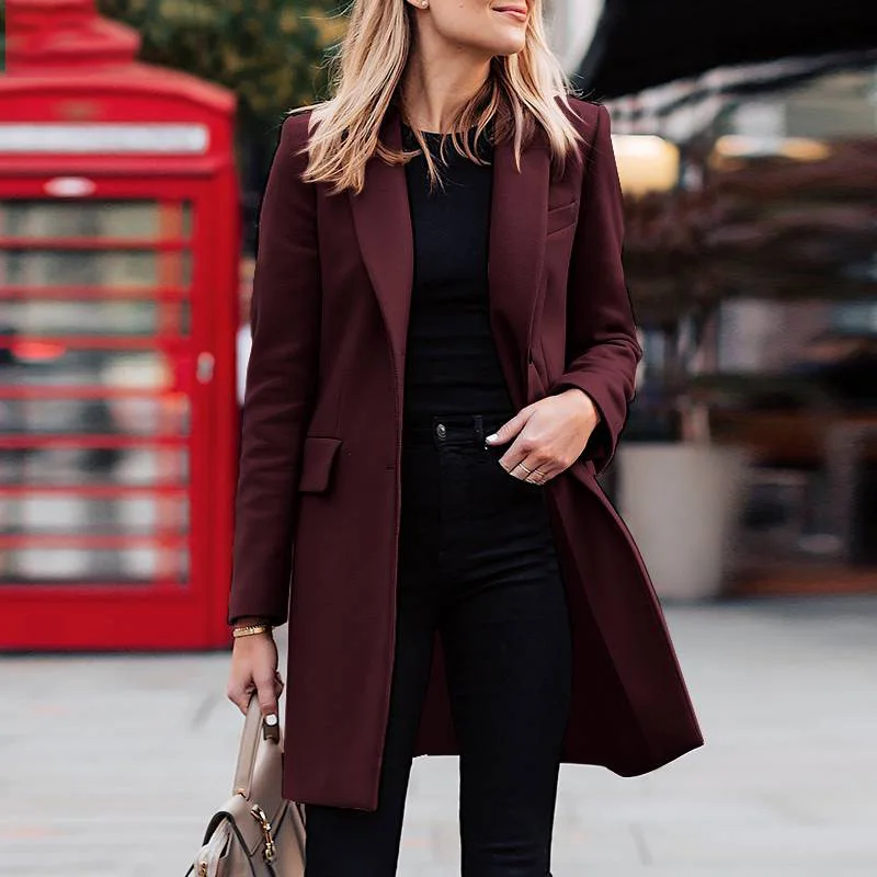 Spring And Autumn Medium And Long Large Size Woolen Women's Coat Woolen Coat