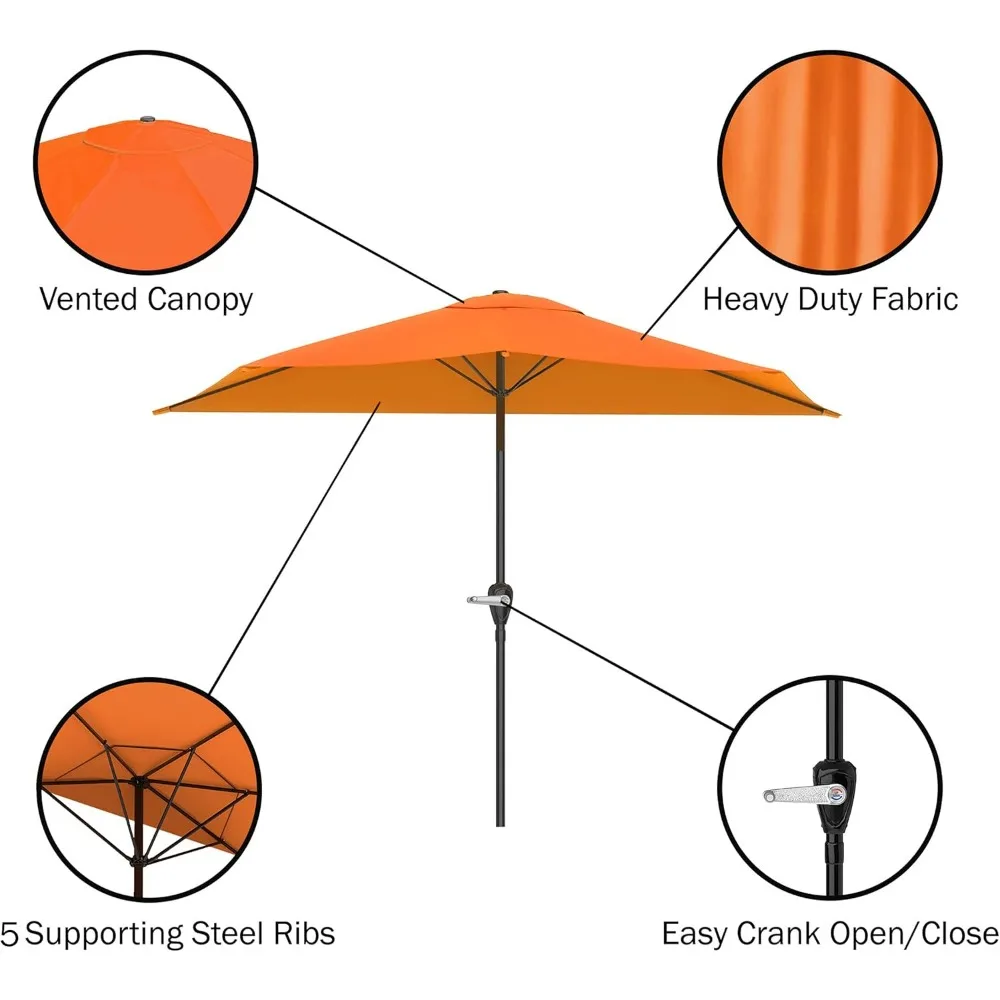 مظلة فناء مدمجة بنصف دائري بطول 9 أقدام مع كرنك سهل - مظلة ظل خارجية للشرفة والشرفة وسطح الطين