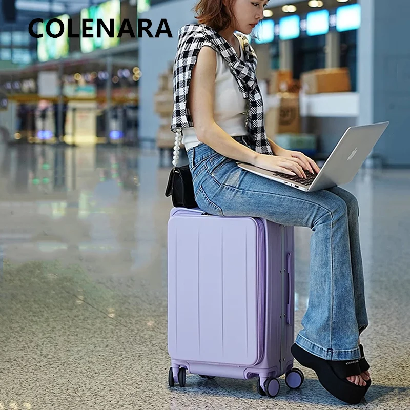 

Портативный дорожный чемодан COLENARA, 20-дюймовый ПК с передним отверстием, посадочный ящик, 24 дюйма, чехол на колесиках для ноутбука, универсальный чемодан на колесиках