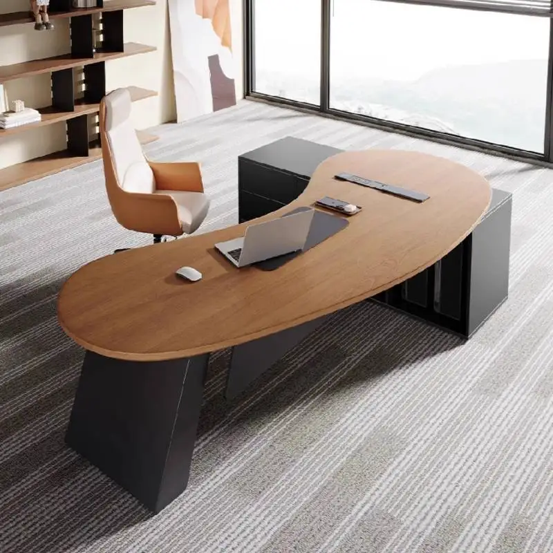 Nordic Style Office Desks Designer Aesthetic Corner Drawers Office Desks Black Modern Luxury Schreibtisch Work Station Table