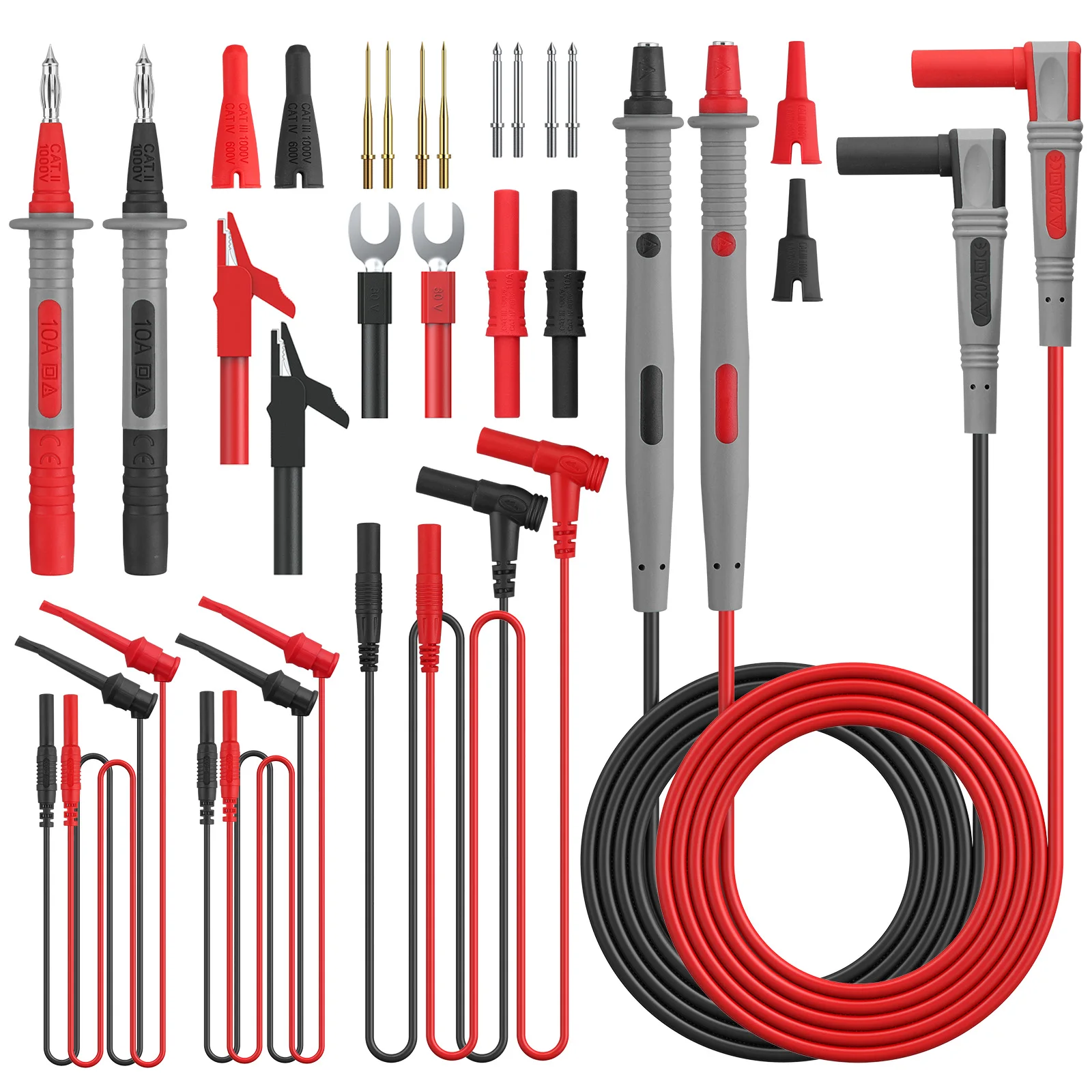 Multimeter Test Leads Set - 24 in 1 Test Leads kit with Replaceable Gold-Plated Multimeter Probes Test Leads for Multimeter