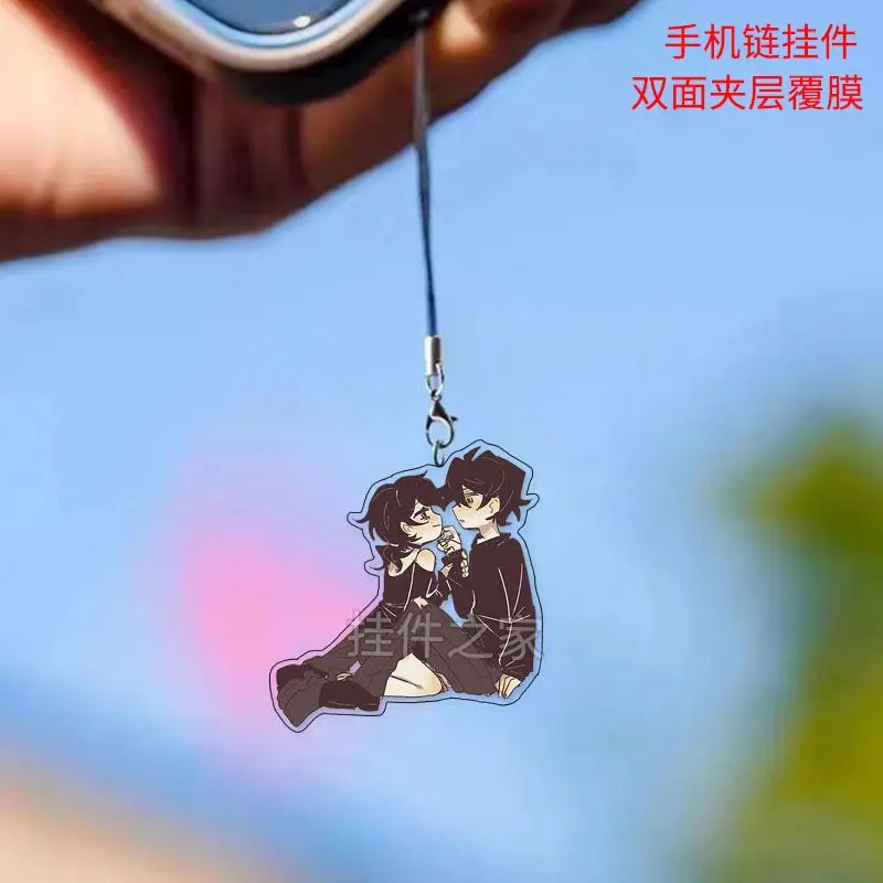 2 uds Anime el ataúd de Andy y Leyley dijes para teléfono móvil dibujos animados acrílico teléfono cadena llavero colgante regalos para seguidores