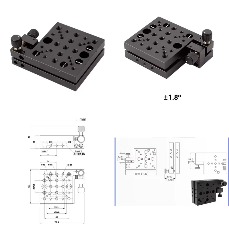 Precision Dual Axis Tilt Stage Fine Pitch Rotation Adjustment Optical Mount Lab Equipment