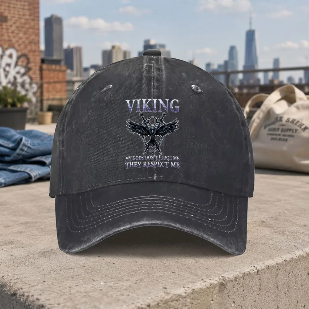 Viking Raven Crossed Swords Baseball Cap Unisex Washed Cotton Hat for Daily Outdoor Wear