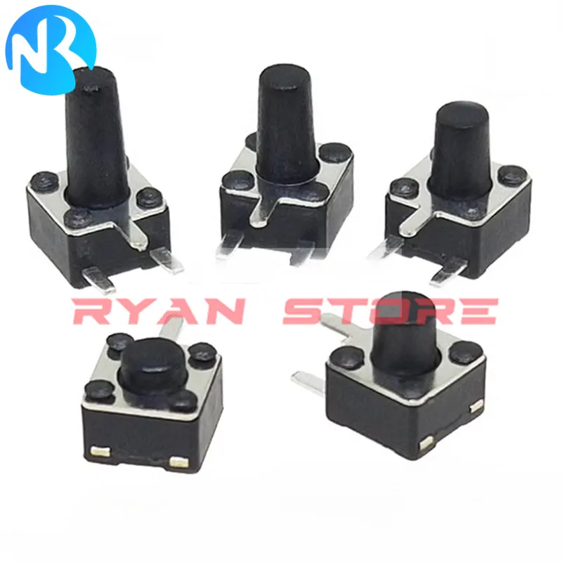 100PCS 4.5X4.5 Micro Switch 4.5*4.5 3P Button Momentary Tactile Tact Push Side 3Pin DIP 4.5X4.5X3.8/4.3/4.5/4.8/5/6/7/8/9/10MM