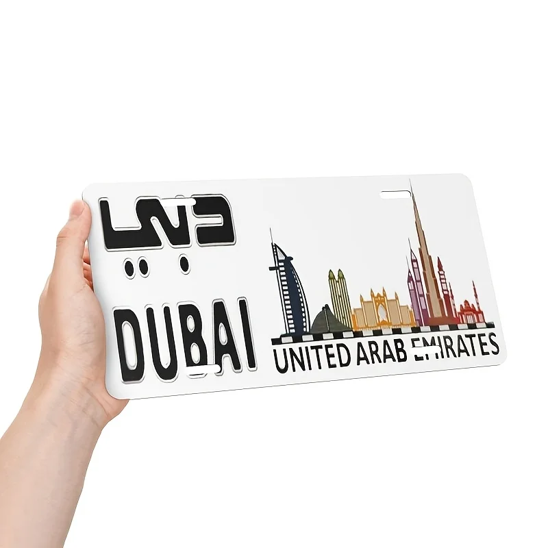 Targa in alluminio ispirata a Dubai - Arte da parete retrò, metallo decorativo per bar, bar o ristorante, arredamento per la camera alla moda w