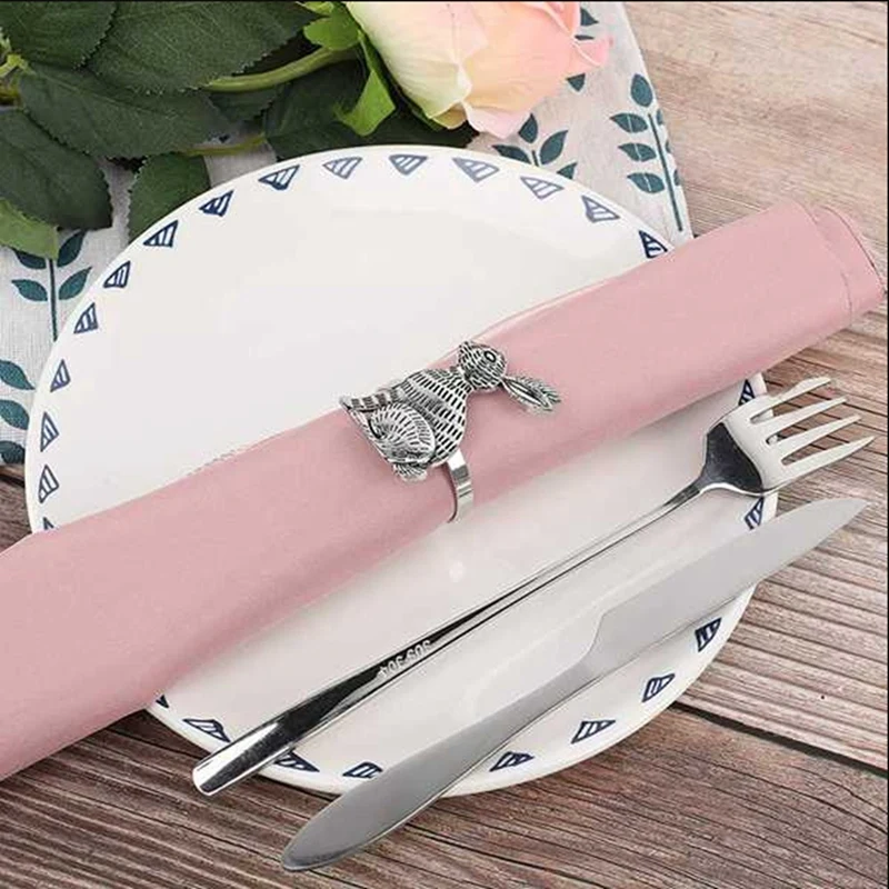 부활절 토끼 냅킨 반지 홀더, 금속 테이블 장식, 부활절 파티, 연회, 저녁 식사, 12 개