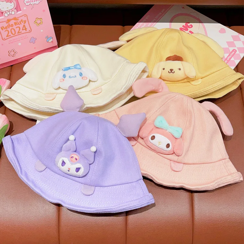 Sanrio Kuromi Cinnamoroll Cartoon Childrens Fishermans Hat Anime Girl Hat Toy Cute All Match Sunscreen un Hat Gift For Childrens