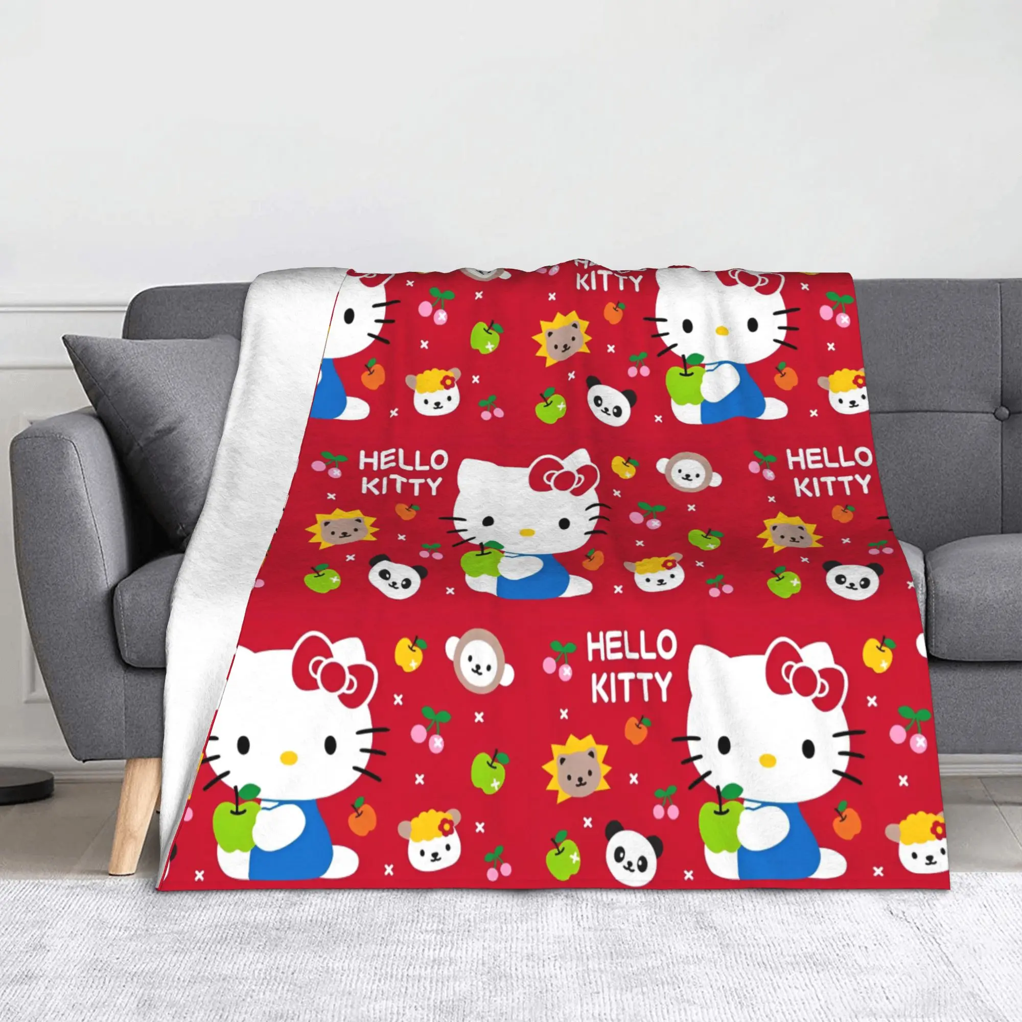 

Одеяло Hello Kitty, фланелевое весенне-осеннее кавайное многофункциональное теплое одеяло с героями мультфильмов для постельного белья, коврик для спальни, кусок