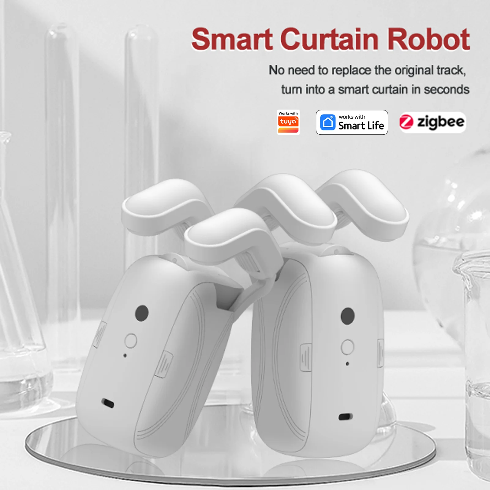 Works with Tuya  Zigbee Smart Curtain Driver Robot For Roman I Type U Type Curtains Track Alexa Google Home