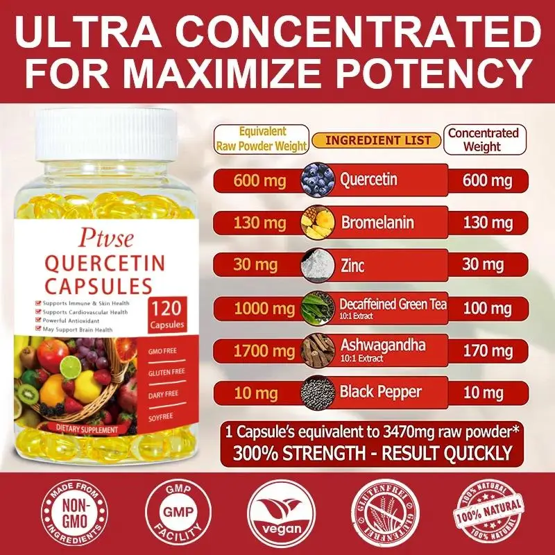 Quercetin Vegetarian Capsule with Zinc Antioxidant Skin Beauty Heart&brain health Respiratory Health Respiratory Health