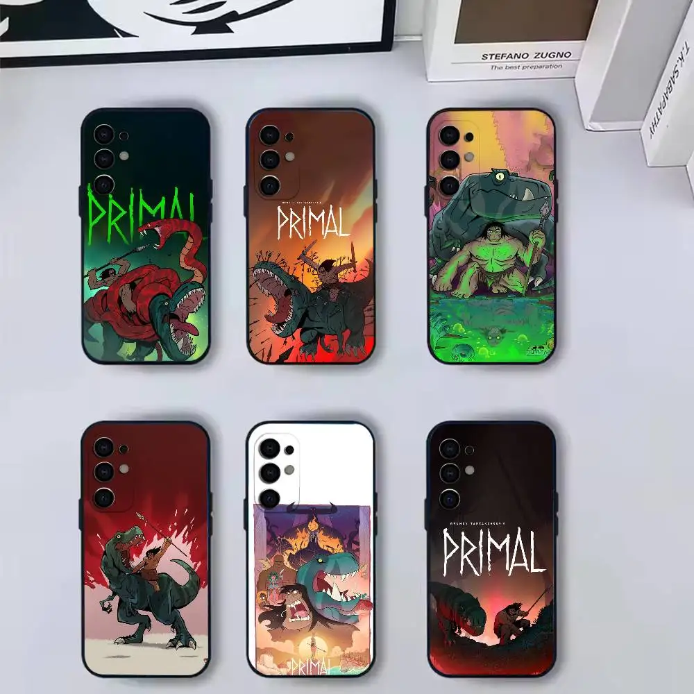 C-Caveman D-Dinosaur-R Animation  Phone Case For Samsung S 25,24,23,22,30,21,10,9,Ultra,Plus,Lite,FE,4,5 G Soft Black Case