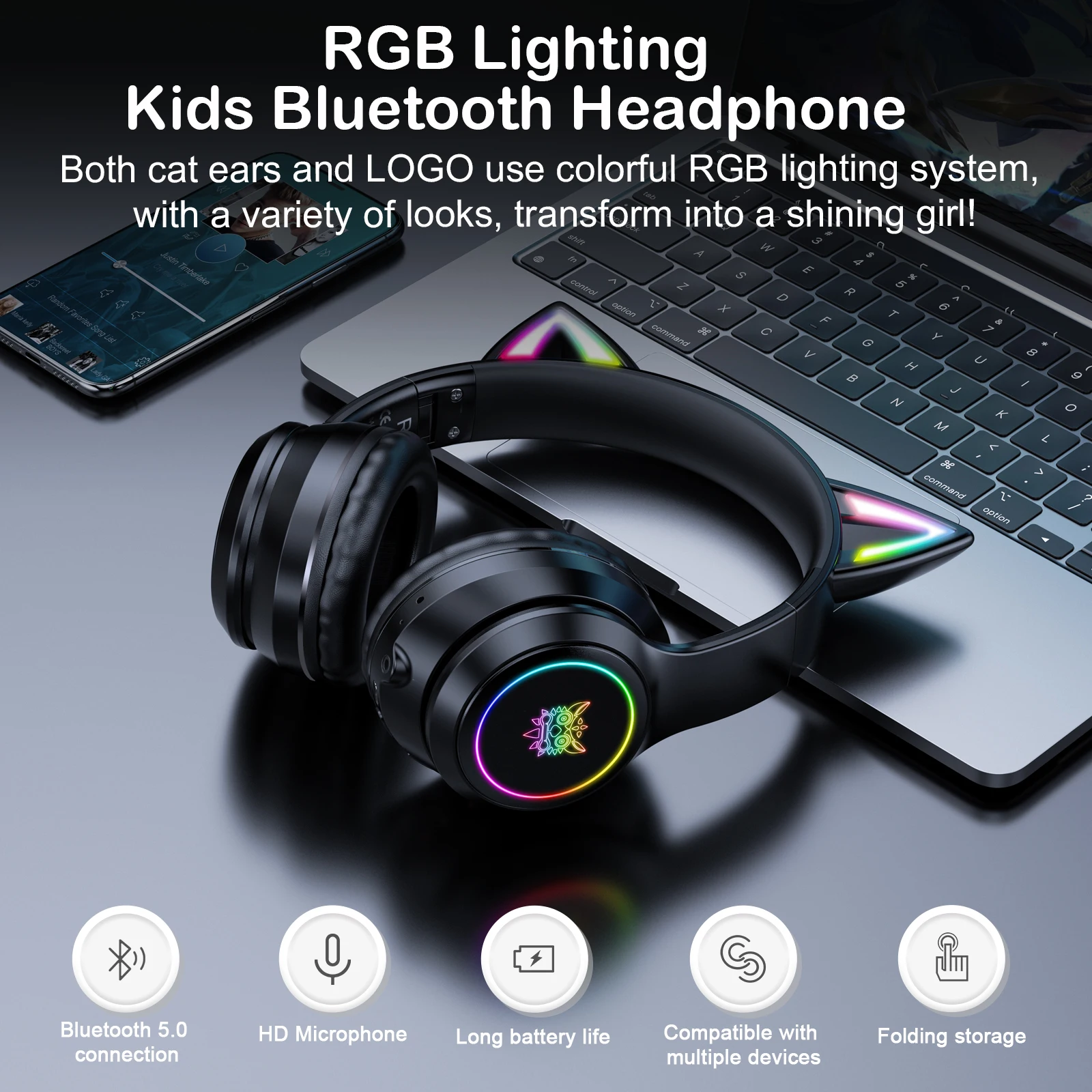 

Wireless Bluetooth Game Headset RGB Headset Microphone Headset Physical Noise Reduction Headset PS4 XB0X Tablet PC Holiday Gift