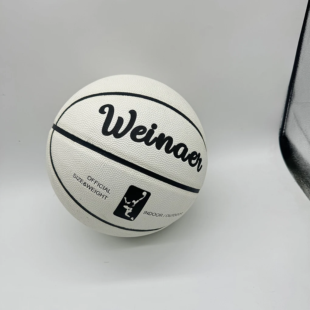 

White Basketball Ball For Players Of All Levels Enhanced Visibility Luminous Basketballs Wear Resistant Soft leather