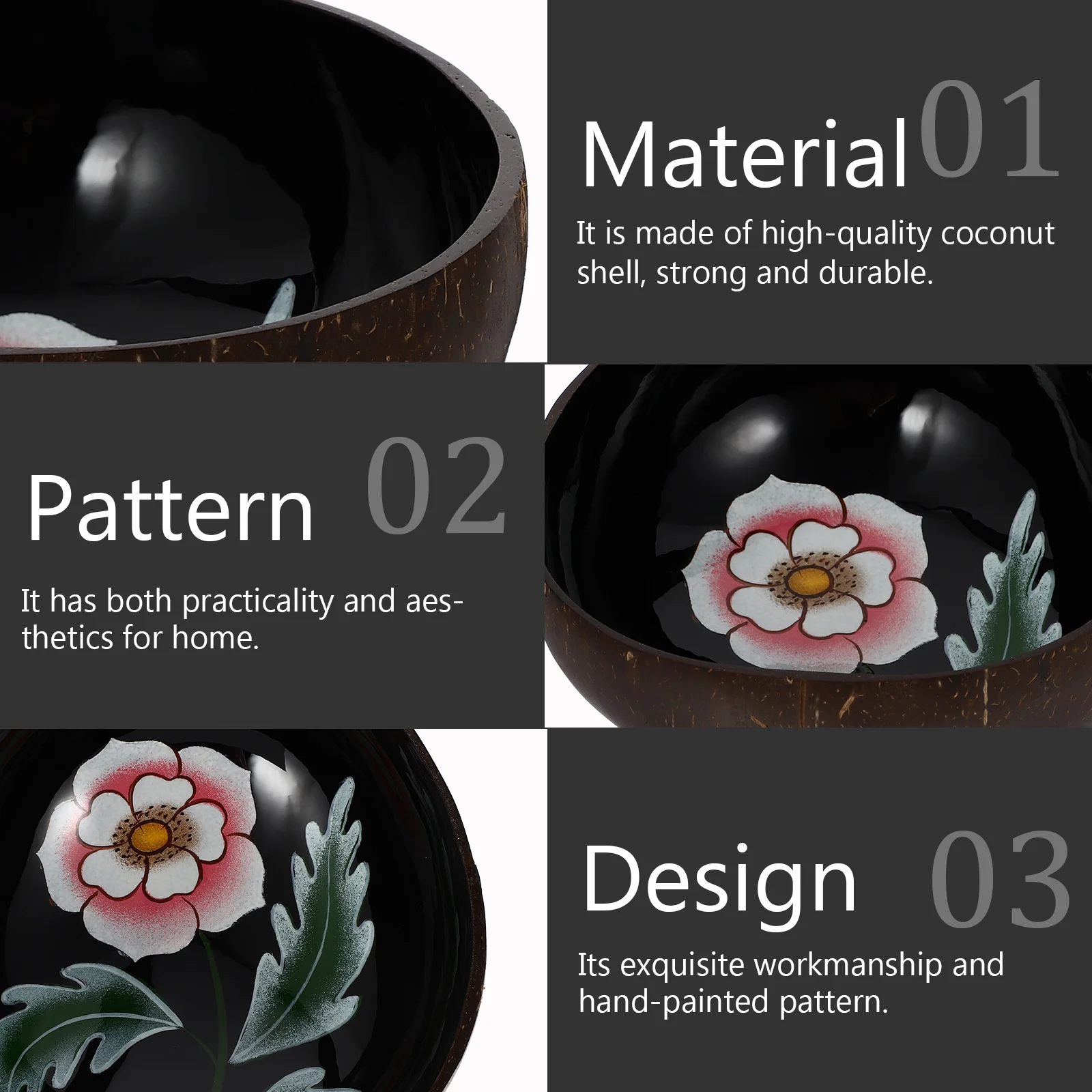 

Coconut Shell Bowl Hand-Painted Decorative Bowl Multi-Functional Storage Tray Sundries Holder Desktop Keys Organizer