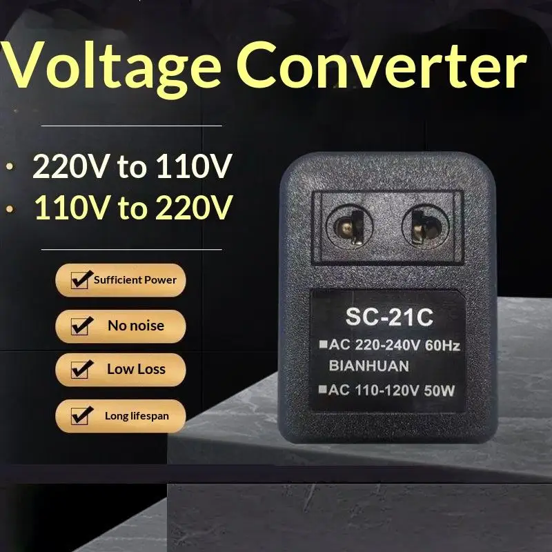 Universal Voltage Converter 220V to 110V 50W Energy Efficient Regulator Transformer for Home Travel Dual Use