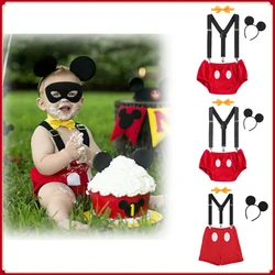 Mickey Playuit Set for Baby, Fotografia Vestido, Calça Recém-nascida, Crianças Aniversário Outfit, Baby Clothing Set, Bolo