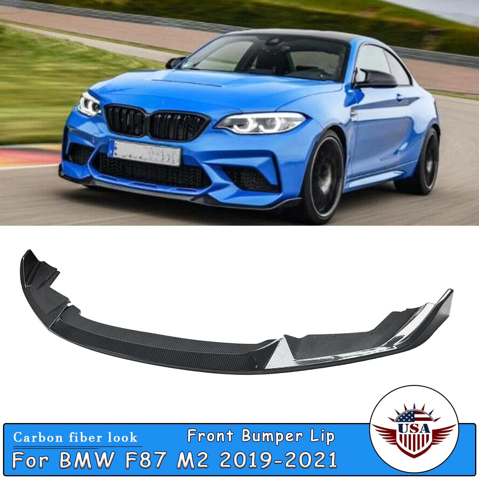 

Front Bumper Spoiler Lip Body Kit Lower Splitter Blade ABS Plastic For BMW F87 M2 2019-2021 Competition Performance Style