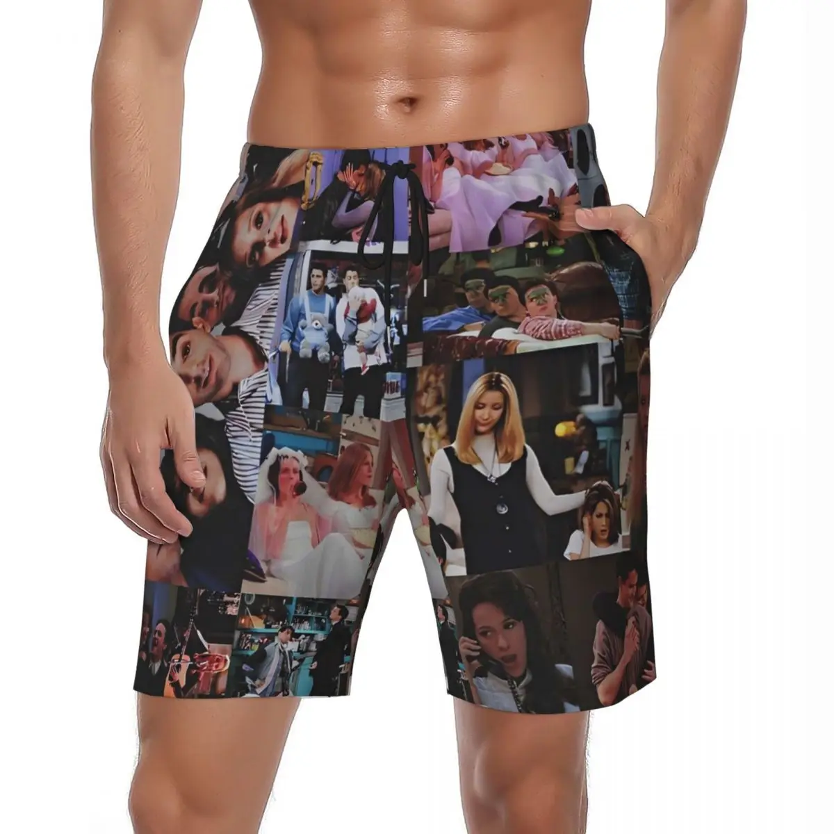 

Friends TV Series Board Shorts Summer Character Pattern Running Board Short Pants Men's Quick Dry Oversize Swimming Trunks