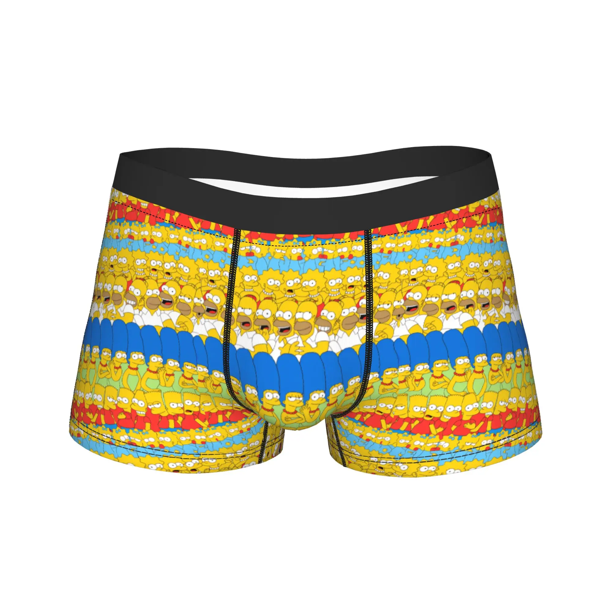 S-Simpsons Characters Group Photo Underwear  Men Underpants Printed Soft Trend Boxer Shorts Hot Sale Boxer Brief Big Size 2XL