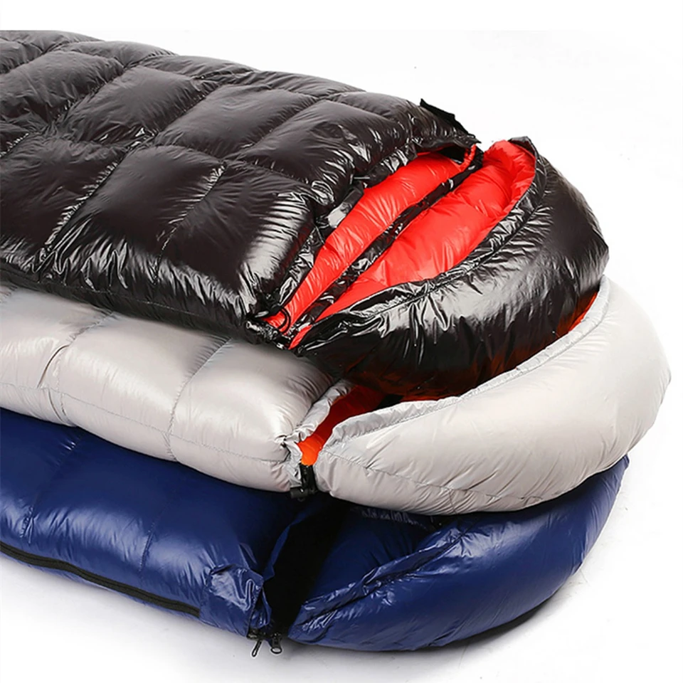 Black Sleeping Bags Outdoor Camping Snow Winter Goose Down Sleeping Bag Ultralight 1000g Envelope Survival Sleeping Bag Adult