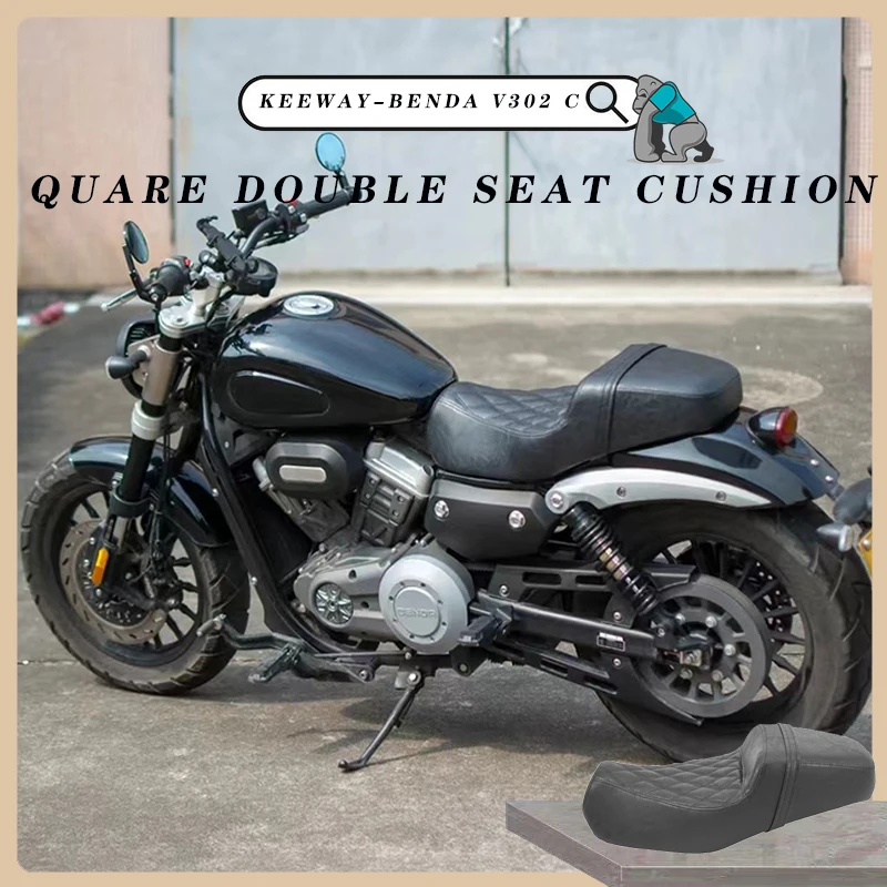 Customized Retro Motorcycle Flat Square Double Seat Cushion for KEEWAY-BENDA V302 C