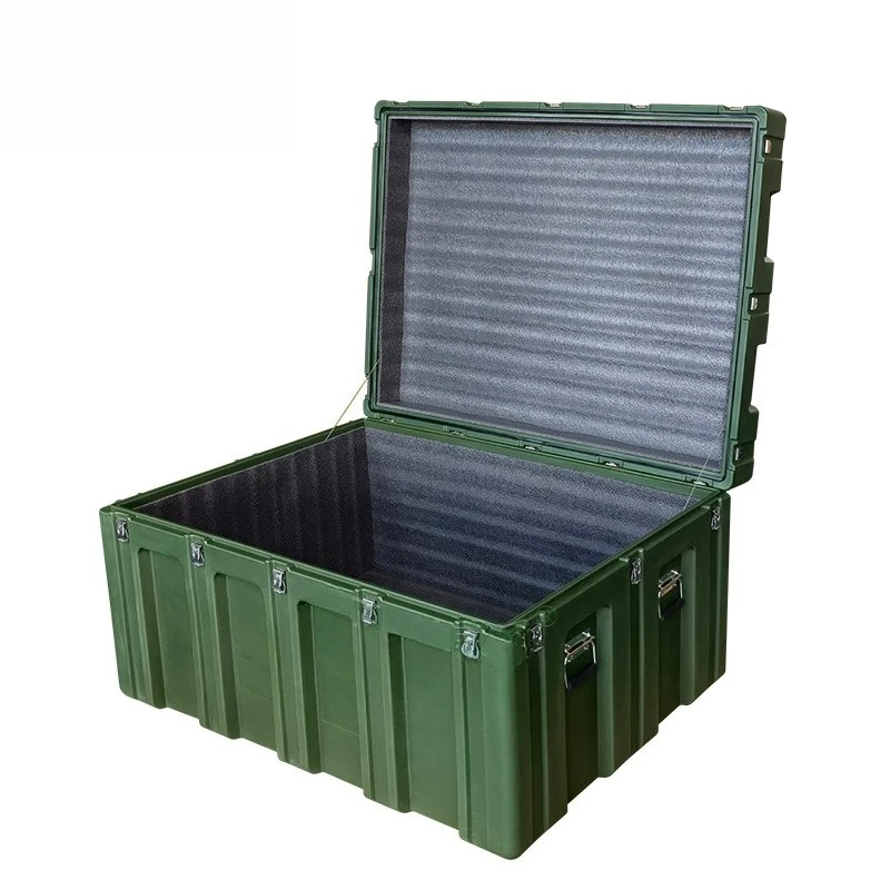 

Large military green rotational molding box, equipment and materials reserve box, thickened plastic protective box