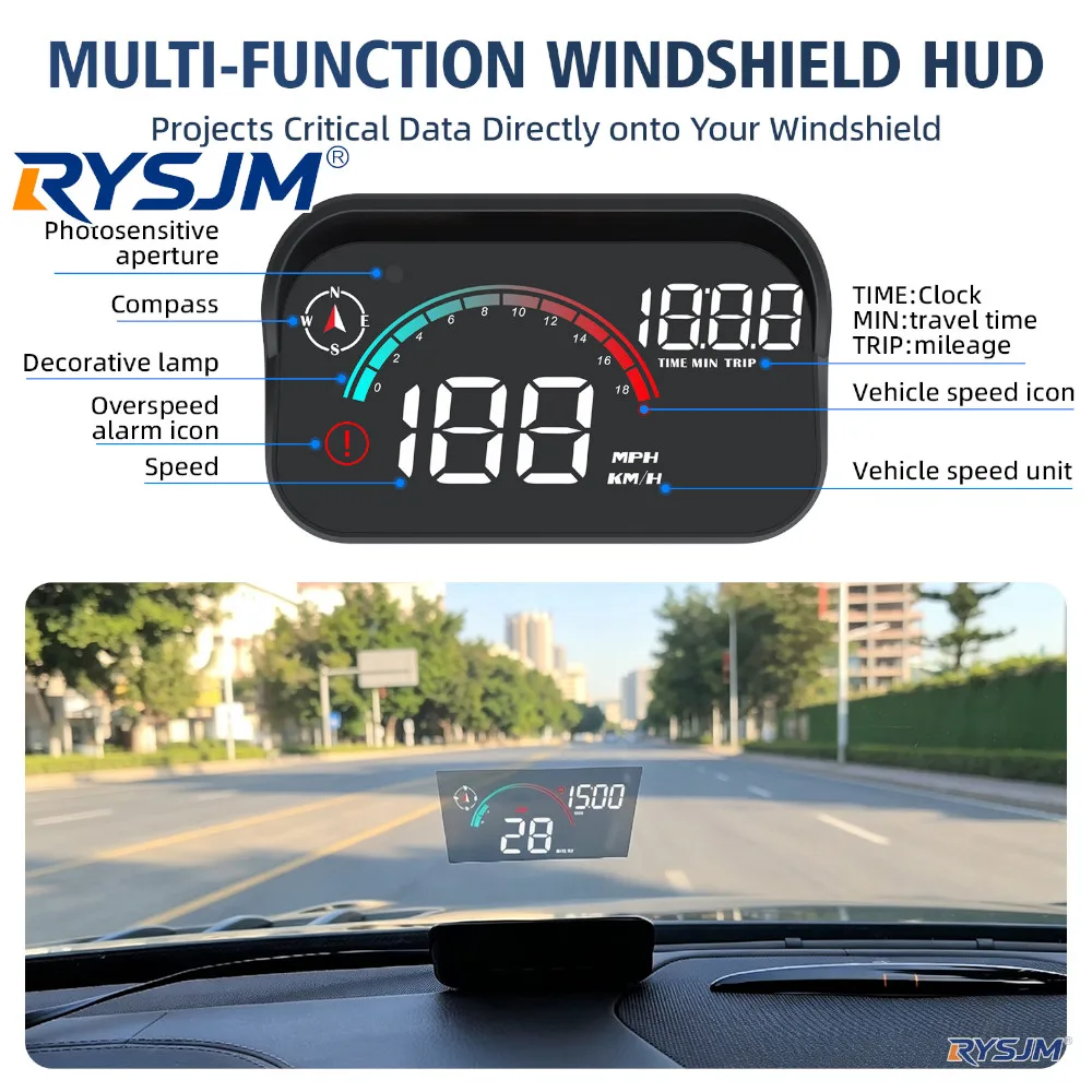 Universal Digital GPS Speedometer M22 HUD Car Head Up Display Projection On Glass Windshield Projector Compass RPM With Alarm