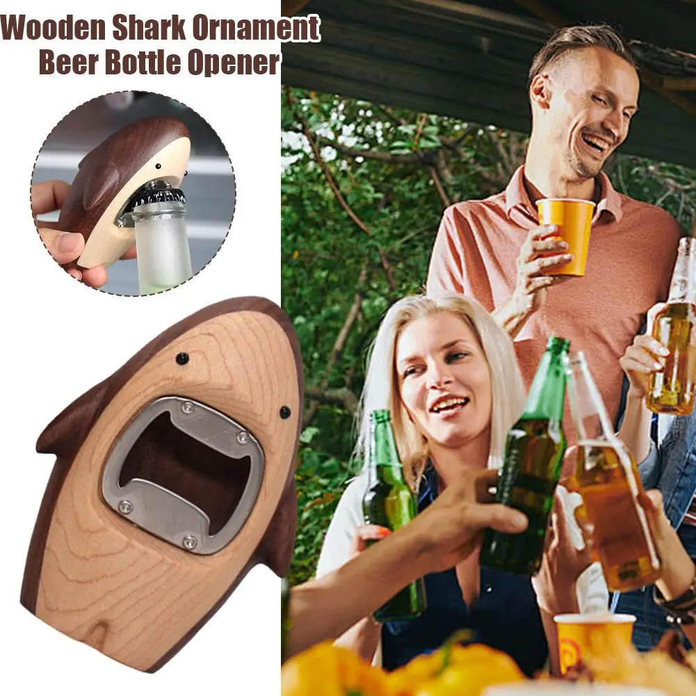 

Деревянная открывалка для пивных бутылок с орнаментом акулы, Аксессуары для планшетов, уникальный крутой дизайн Ope C8O2