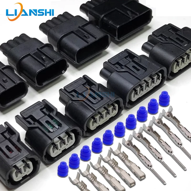 Automotive waterproof connector, two-hole wiring harness connector, 4p turn signal sensor plug, 6-core headlight LED driver plug