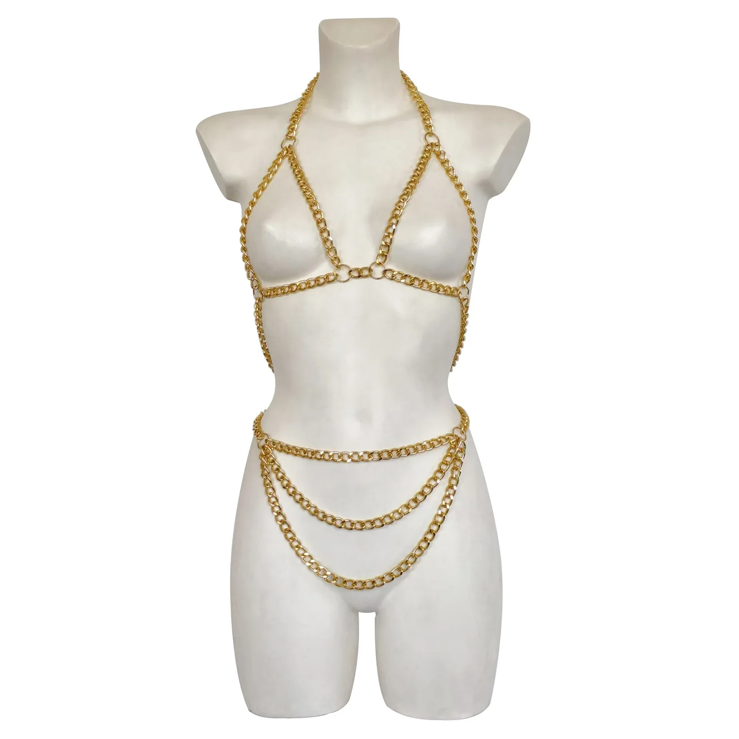 سلسلة مجوهرات مصنوعة يدويًا للنساء سلسلة واسط معدنية مكتنزة لمهرجان الهذيان أداء الزي إكسسوارات تنكرية للحفلات