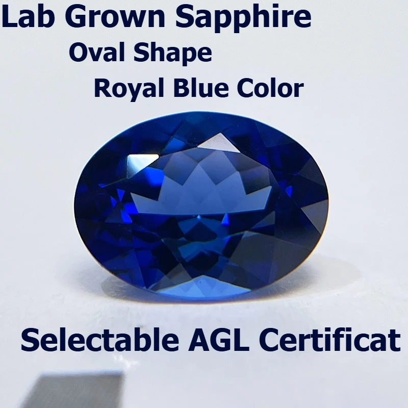 

Lab Grown Sapphire Royal Blue Color Oval Shape Gemstone for DIY Ring Necklace Earrings Main Materials Selectable Certificat