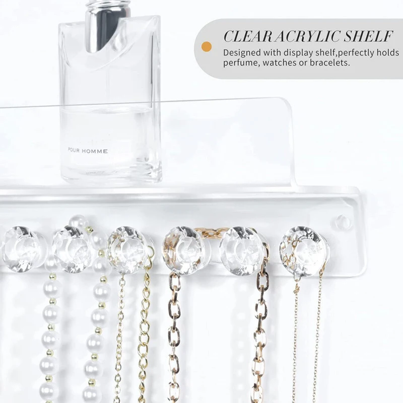 1Pc NEW Jewelry Storage Rack Necklace Bracelet Ring Holder Wall-mounted Vanity Hand Accessory Wall Shelf Acrylic Display Stand
