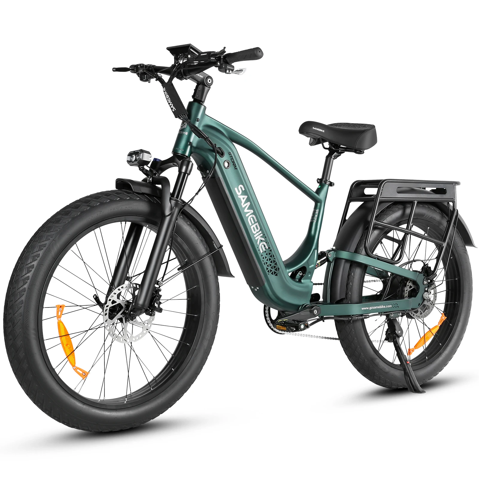 Electric Bike SAMBEIKE 1800W Peak Motor 31MPH 48V 20Ah Battery 26×4.0" Fat Tire Full Suspension Hydraulic Disc Brakes  8-Speed LCD Display Turn Signals 3 Riding Modes Electric Bike for Adults Commuting Mountain Off-Road Snow