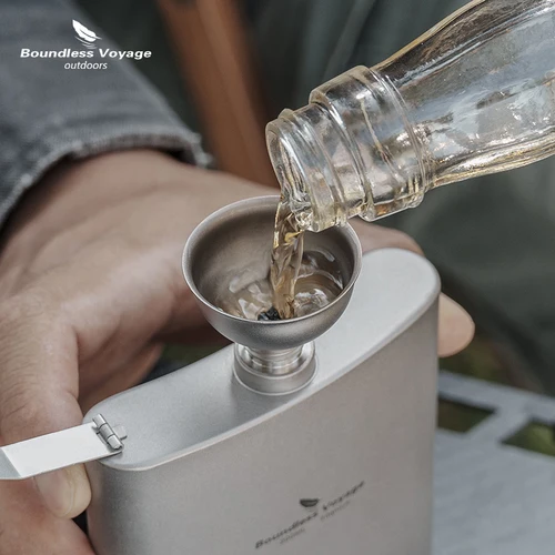 Boundless Voyage 미니 티타늄 플래그 깔때기, 액체 유체 요리 오일 전송용 다용도 캠핑 주방 액세서리