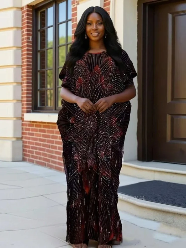 

2026, новый модный свободный большой шарф с бриллиантами, этнический банбу, летнее дышащее женское повседневное платье с ближневосточным африканским принтом