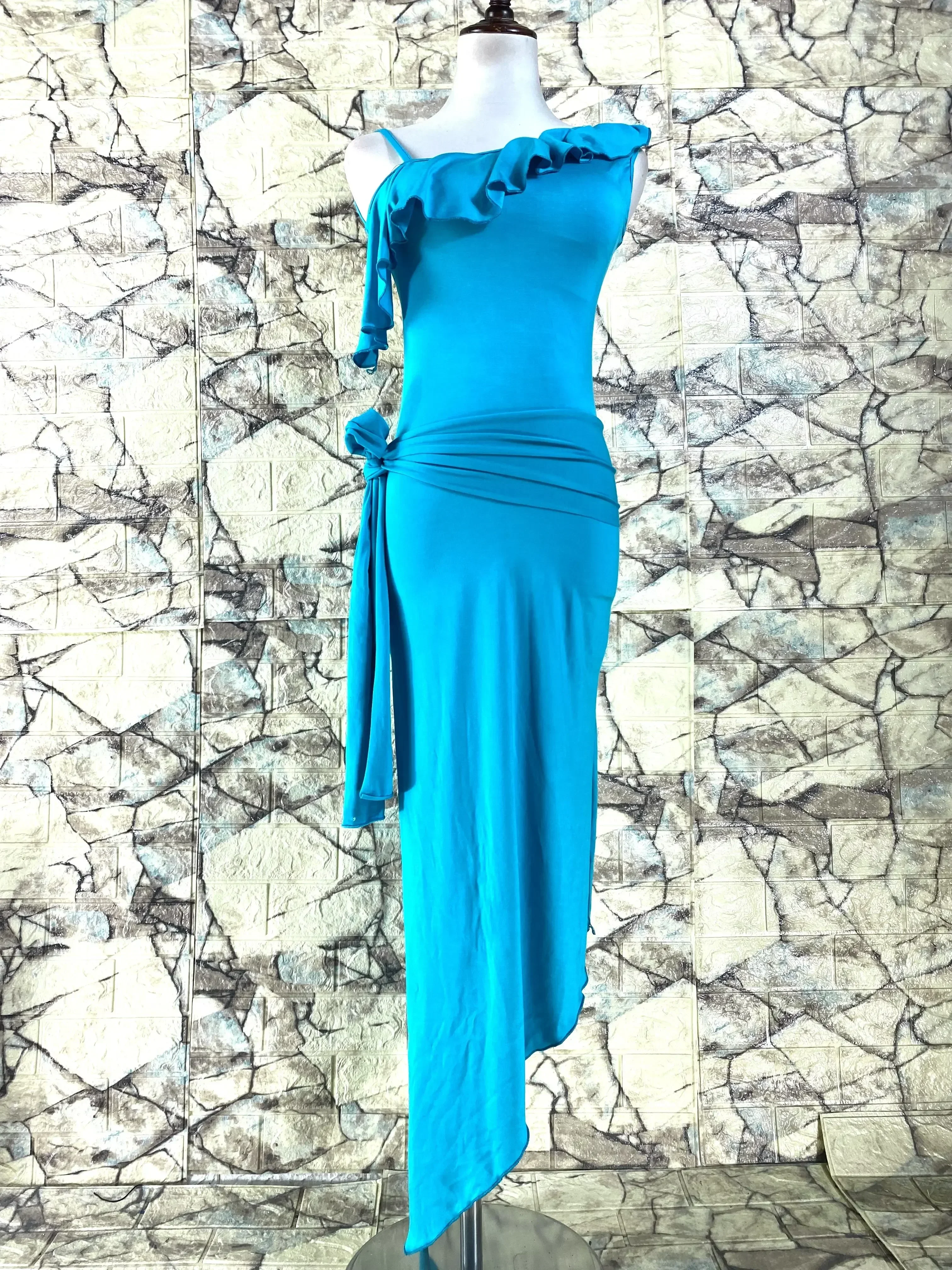 

New Women Dancewear Belly Dance Clothes Baladi Saidi One-piece Satin Dress Girls Belly Dance Dress 2pcs Set sky blue Dress Belt