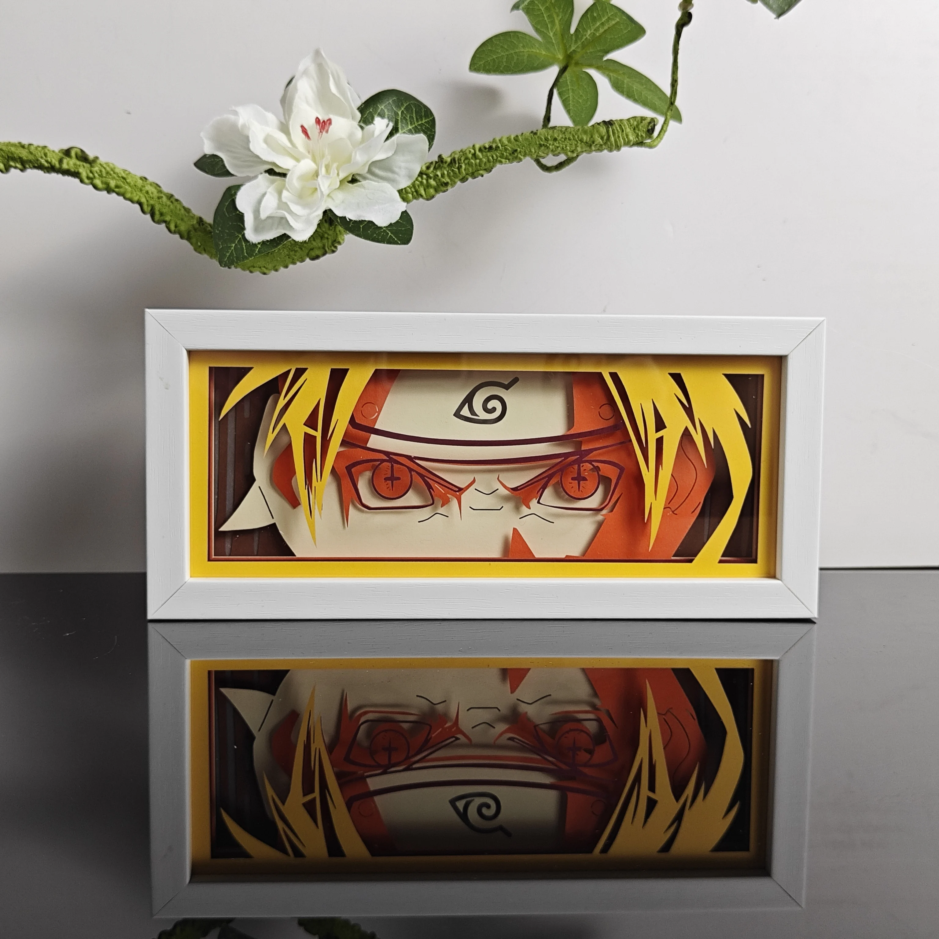 أنيمي صندوق إضاءة ورقة قطع الظل صندوق الضوء إطار خشبي ضوء الليل للطفل ديكور غرفة نوم Led ضوء الليل ثلاثية الأبعاد لمبة مكتب الهدايا #3