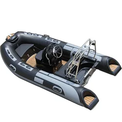 Fiberglass RIB Boat 340cm,Inflatable Sport Boat,1.2mm PVC Hypalon Rigid Hull Yacht,for Lake River Fishing Water Skiing,3.4m