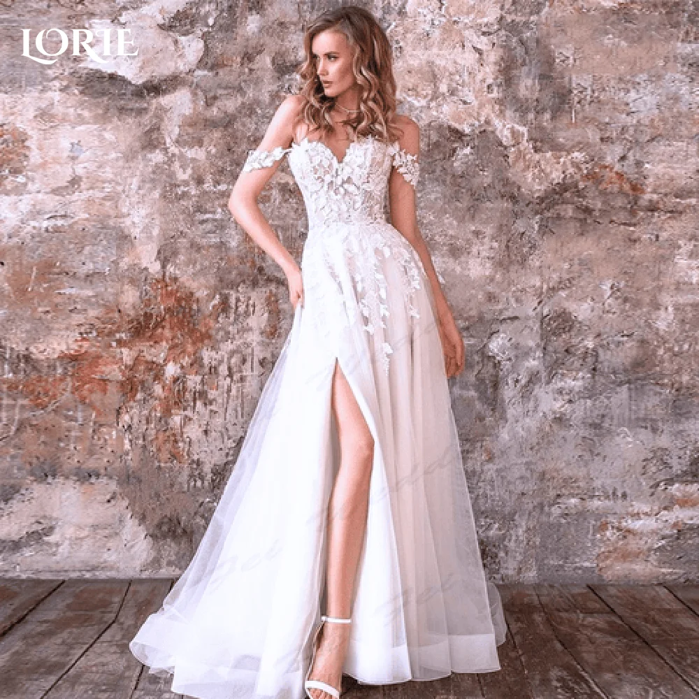 

LORIE Off Shoulder Sweetheart Wedding Dress Slit Lace Appliques Mermaid Bride Gown 2024 Floor Length Backless vestidos de novia