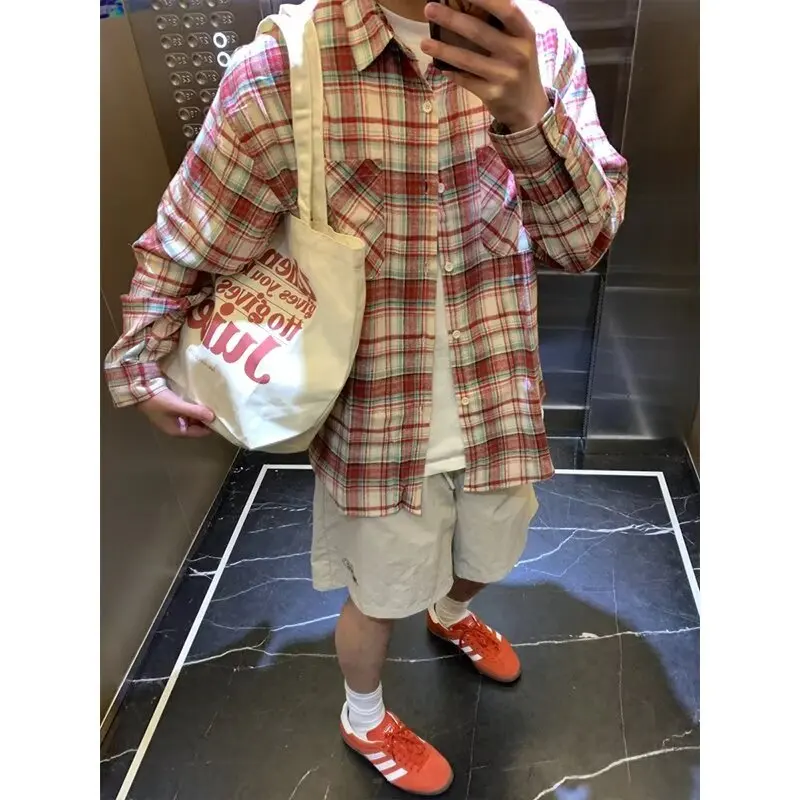 Prendas de abrigo de gama alta para hombre, ropa de abrigo larga a cuadros de otoño de talla grande, informal, para estudiantes, japonés, Hong Kong, Sle, Retro, Haome